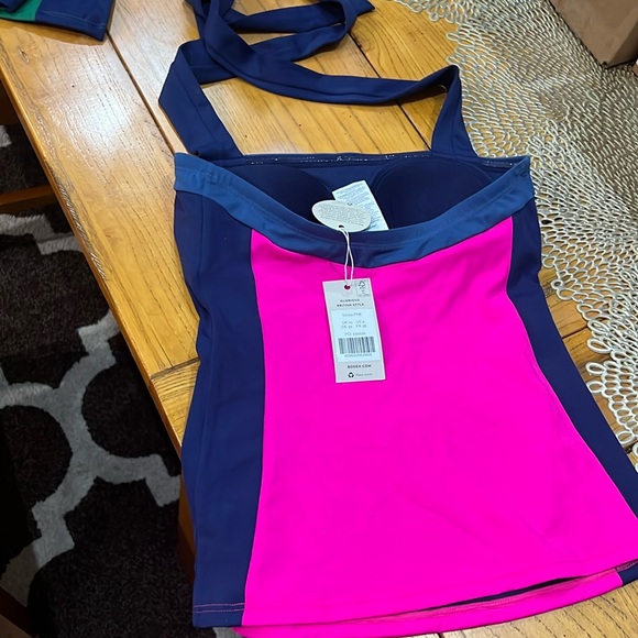 NWT Boden Santorini swimsuit Halter Tankini Sz 6 colorblock BG - Picture 2 of 4